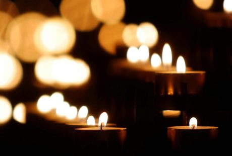 tealight candle lit up